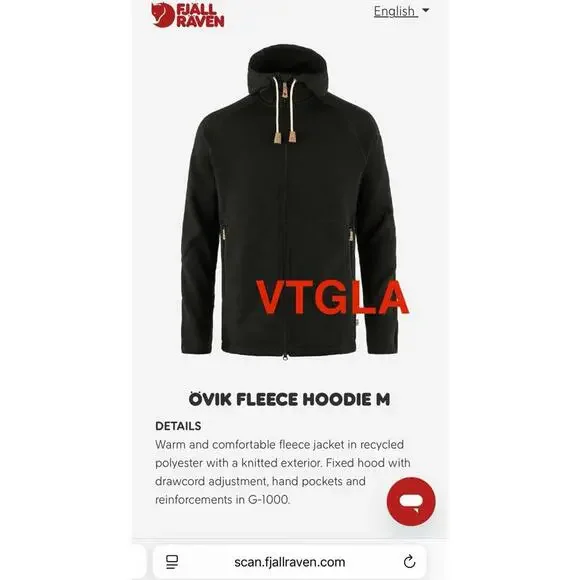 Fjallraven Ovik Fleece Hoodie Mens XL Gray Full Zip Jacket Sweater Sweatshirt - Picture 4 of 4